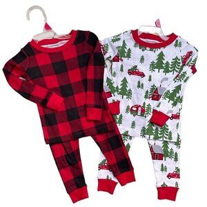NWT BUNDLE 18 Months Holidays Winter Unisex 2PC Pajamas 18 M Red, Green, Black